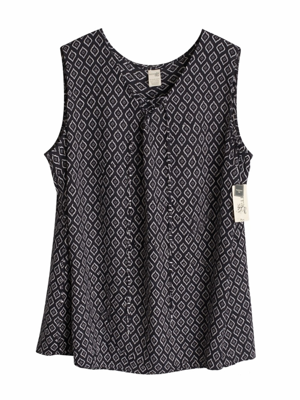 NWT Terra & Sky Plus 2X Black White Geometric Sleeveless Blouse